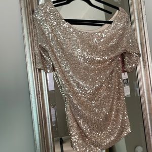 Gibson x hi Sugarplum  Scoop Back Lumiere Ballet Top Champagne Gold NWT